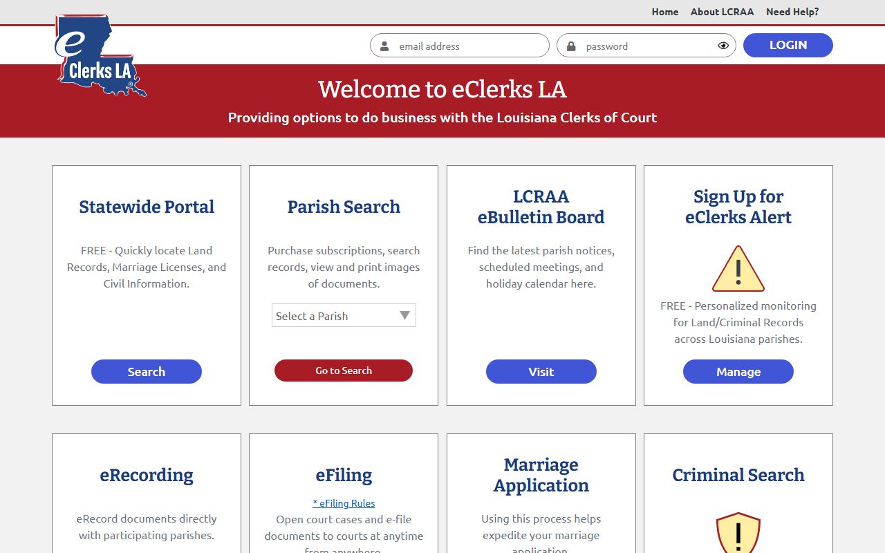 Pointe Coupee Parish court records eClerks LA land record search