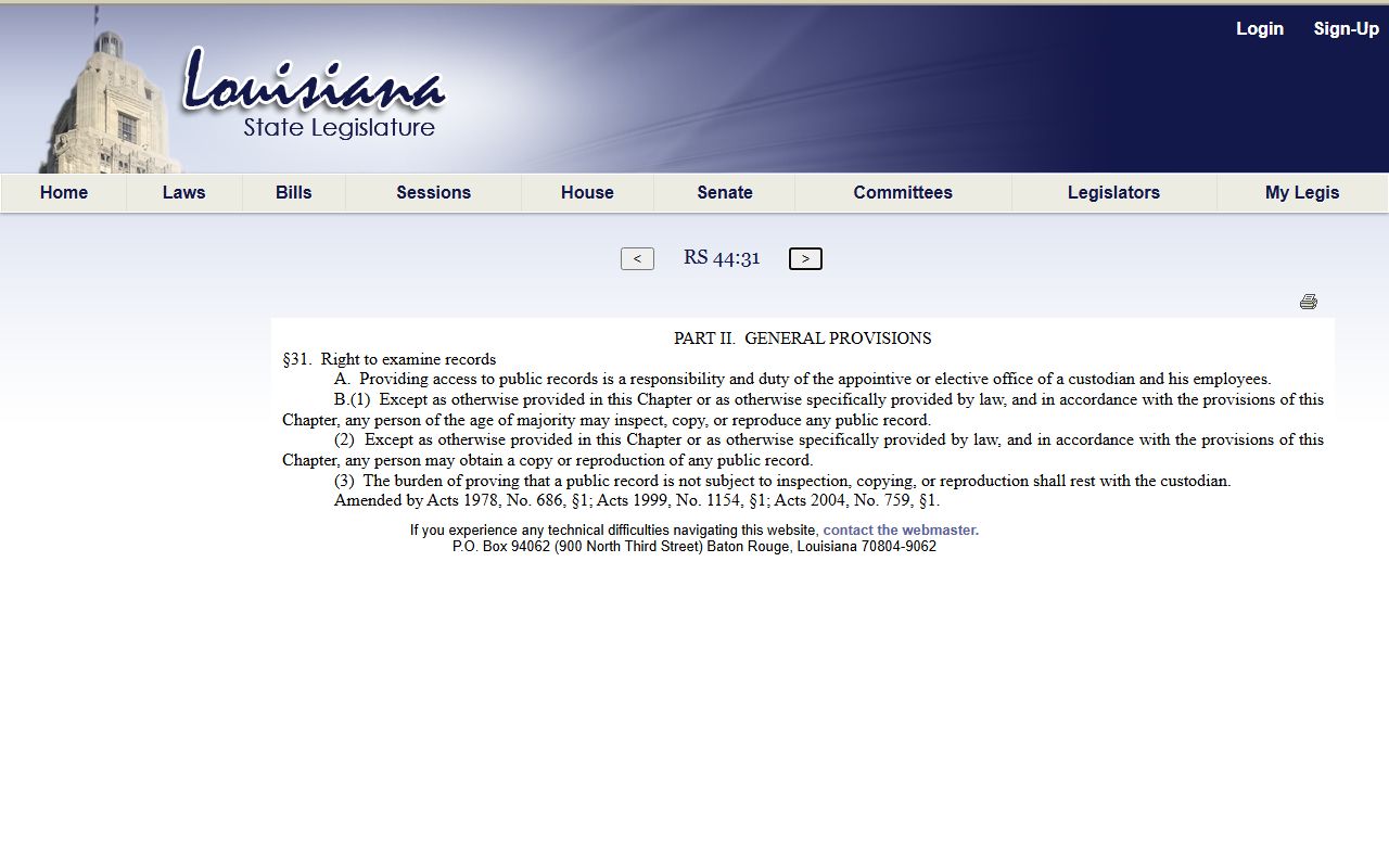 Pointe Coupee Parish court records Louisiana public access statute