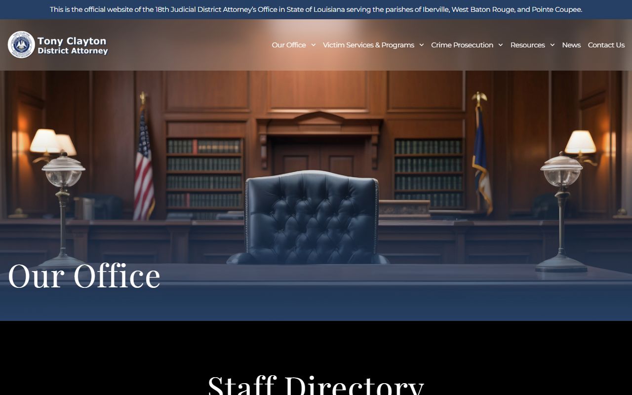 Pointe Coupee Parish criminal court records District Attorney staff directory