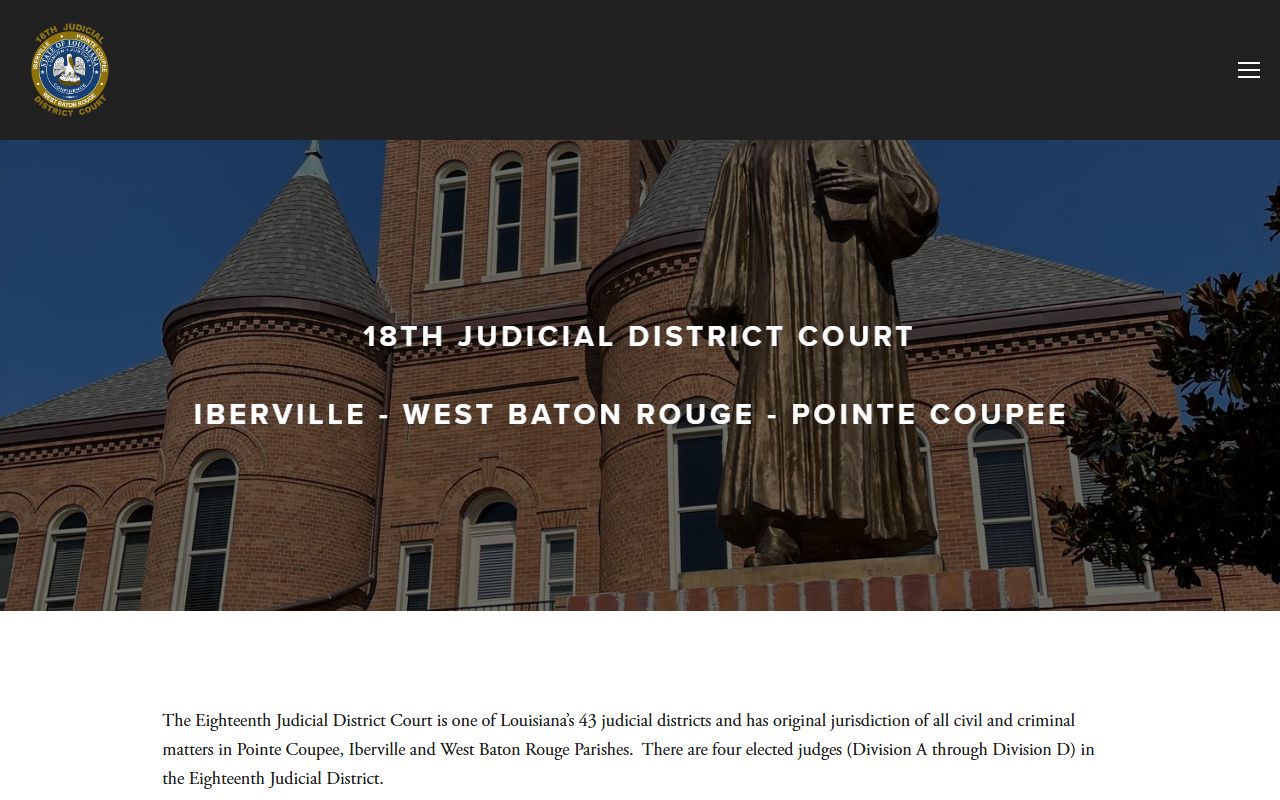 Pointe Coupee Parish court records 18th Judicial District Court homepage