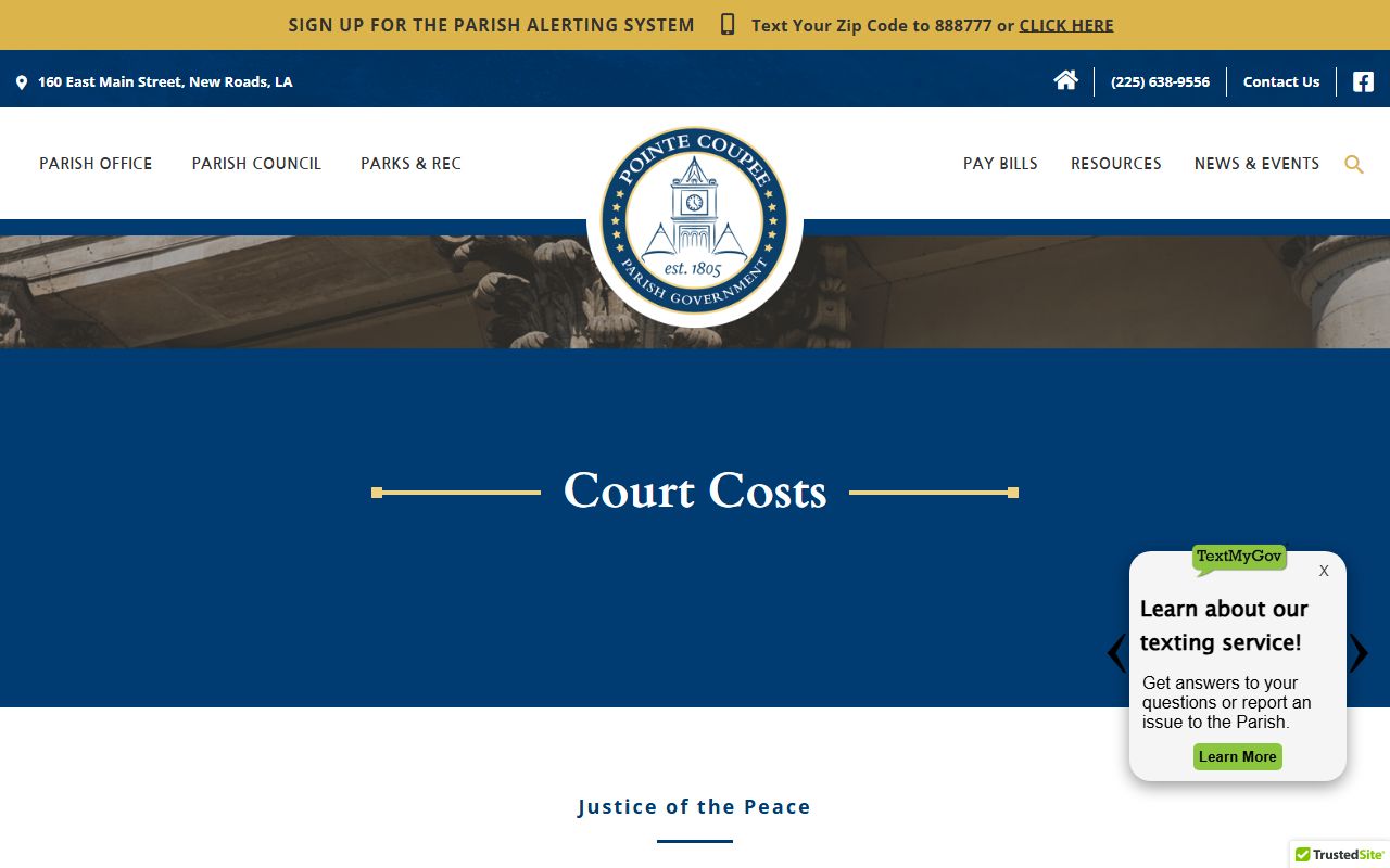 Pointe Coupee Parish probate records JP court cost caveat