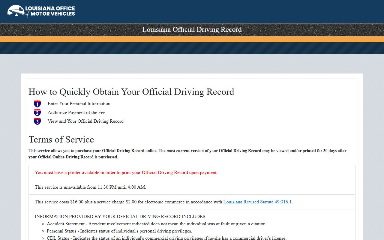 Pointe Coupee Parish traffic court records Louisiana OMV official driving record