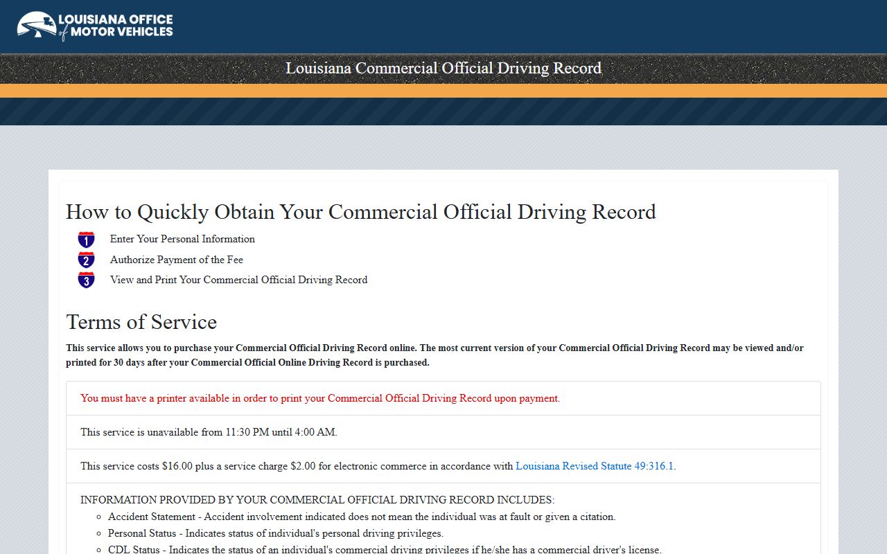 Pointe Coupee Parish traffic court records Louisiana OMV commercial driving record