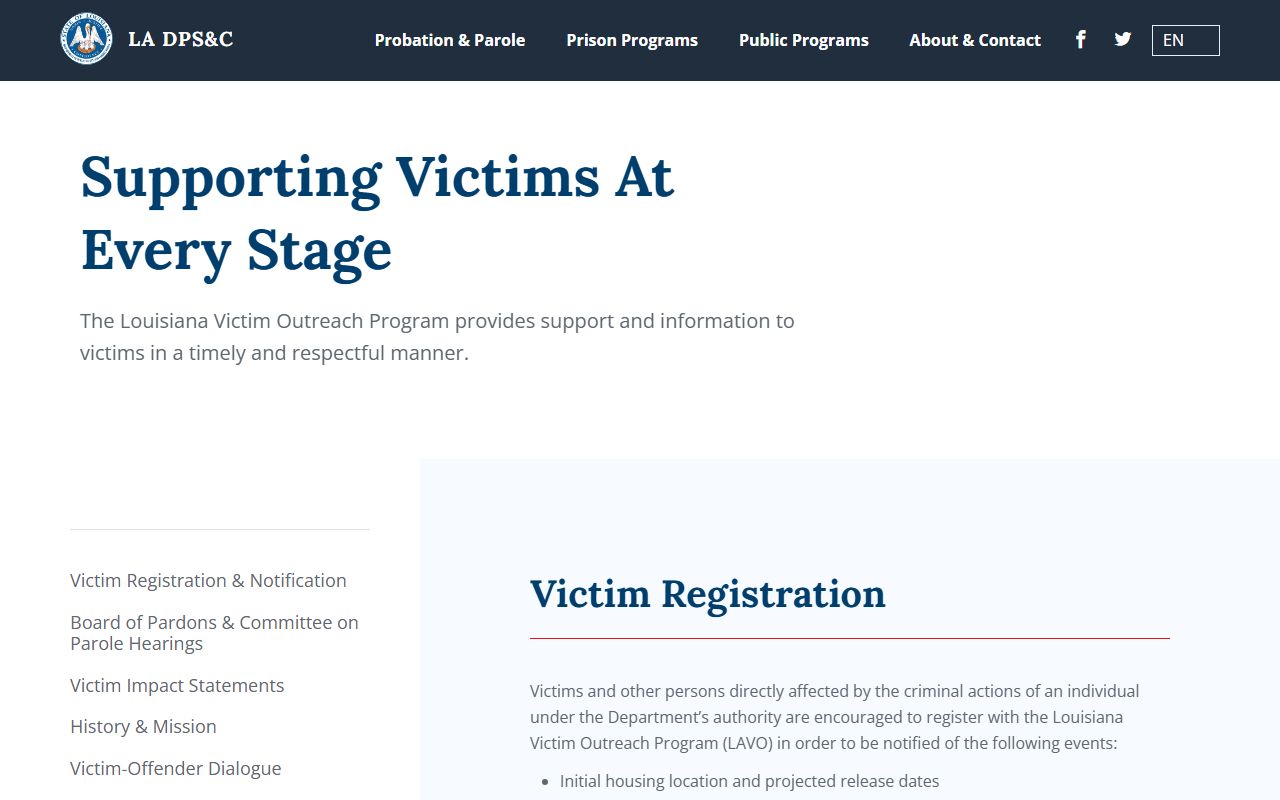 Pointe Coupee Parish warrant records Louisiana DOC victim notification resources
